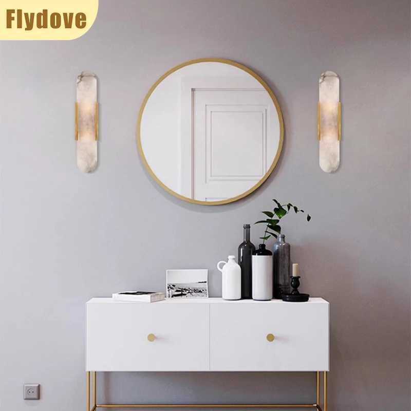 Natural Marble LED Brass Wall Light Luxury Living Room Bedroom Bedside Porch Background Wall Indoor Lighting Decoration Lamp C251124