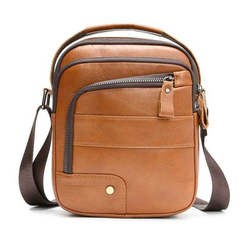 SmallGenuine Leather Bag for Man Fashion Real Cow Leather Satchel Male 2025 New Boys Shoulder or Crossbody Bag J250922