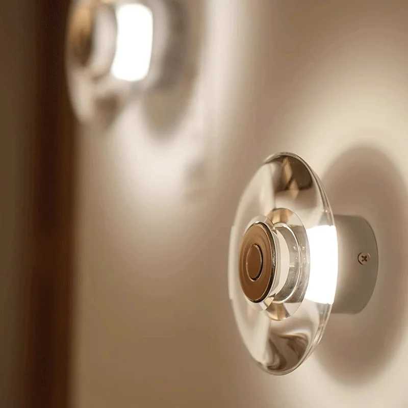 Modern Round Crystal Bedside Lamp Bedroom Living Room Italian LED Sconce Minimalist Art Circular Corridor Mirror Wall Lights C251124