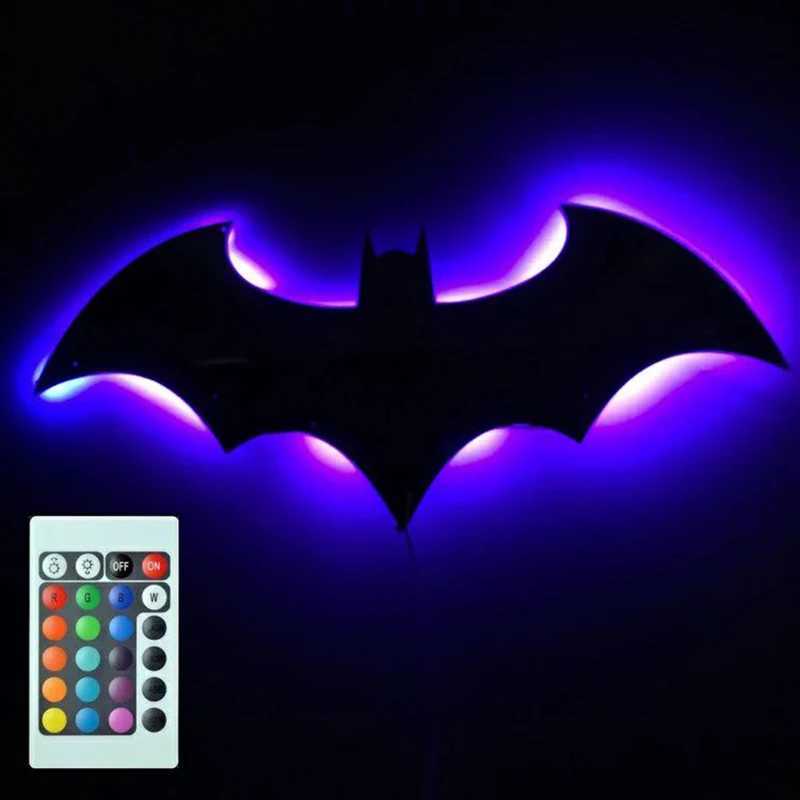Creative Wooden Bat Wall Lamp LED Bedside Bar Decorative Light Remote Control Bedroom Living Room Porch Night Light C250923