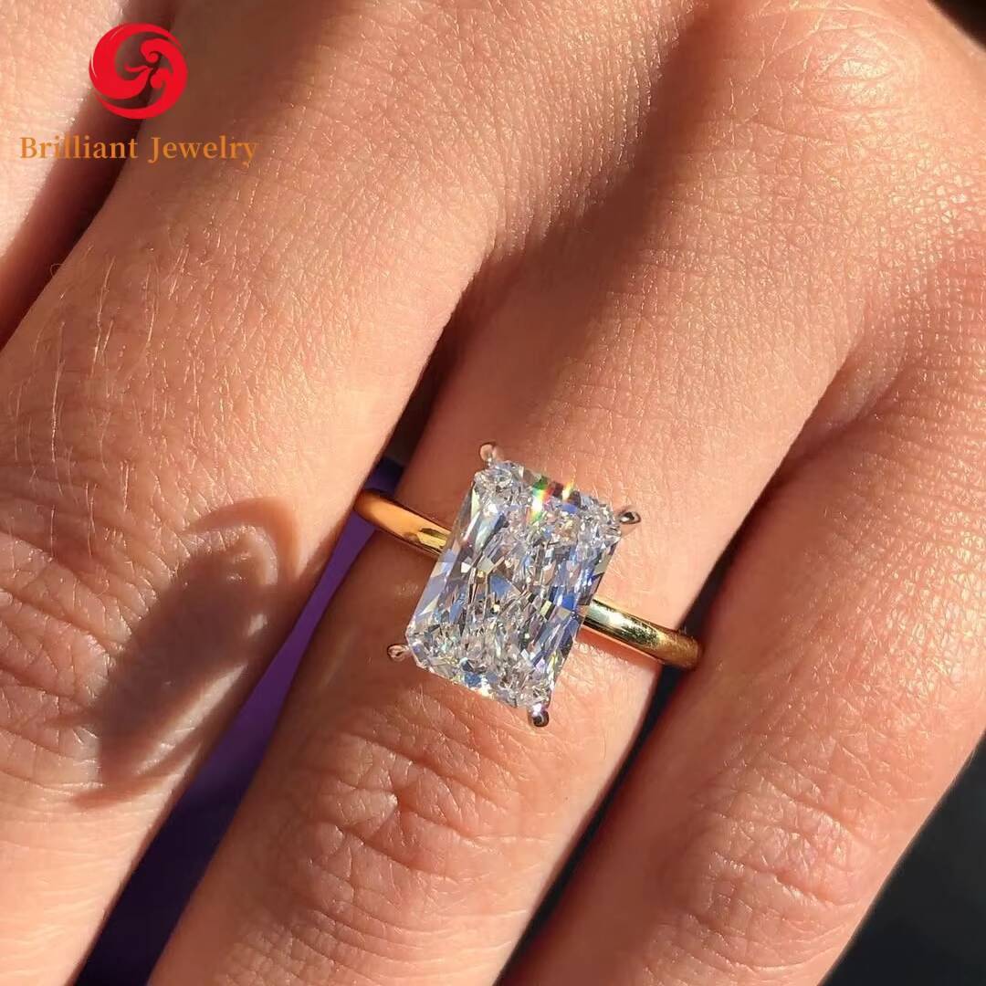 Luxury Engagement Wedding 18K Solid Gold Radiant Cut IGI Lab Grown 1CT 15CT 3CT 5CT Diamond Rings