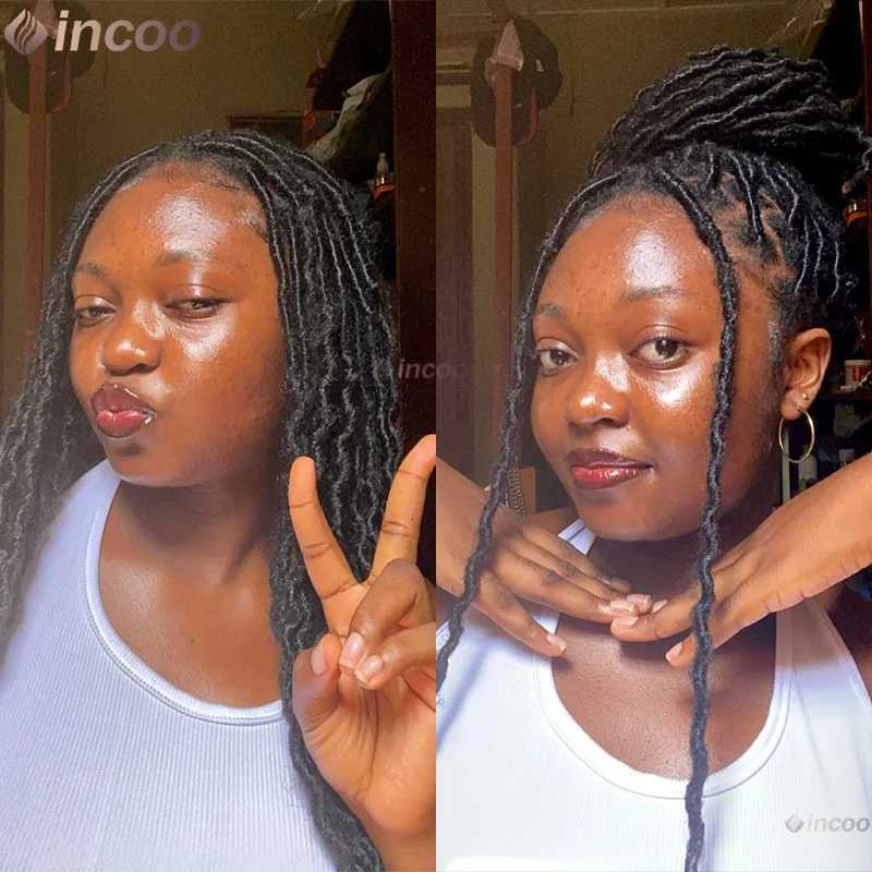 40 Dreadlocks Braided Wigs for Black Women With Baby Hair Synthetic Faux Locs Crochet Hair Pre Looped Braided Wig HD Lace Wigs C250922
