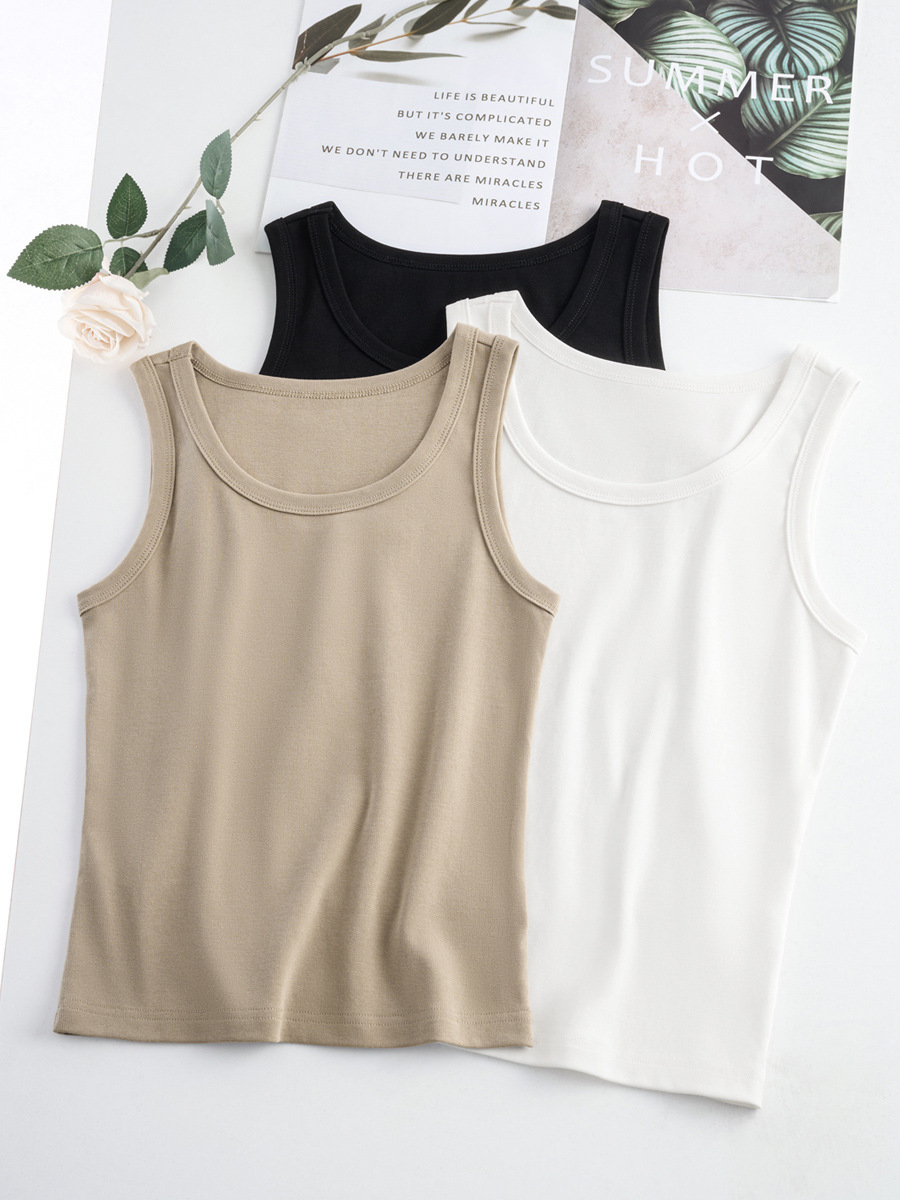 Women's Premium Tank Top - Spandex High Elasticity, sexy Style, Crew Neck Sleeveless Top Showing Collarbones-1037T