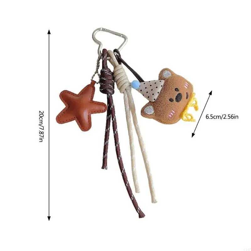 634C Cartoon Plush Bear Keychain For Women Bag Pendant Car Accessories Gift Bags Charm Keyring Decoration D250923