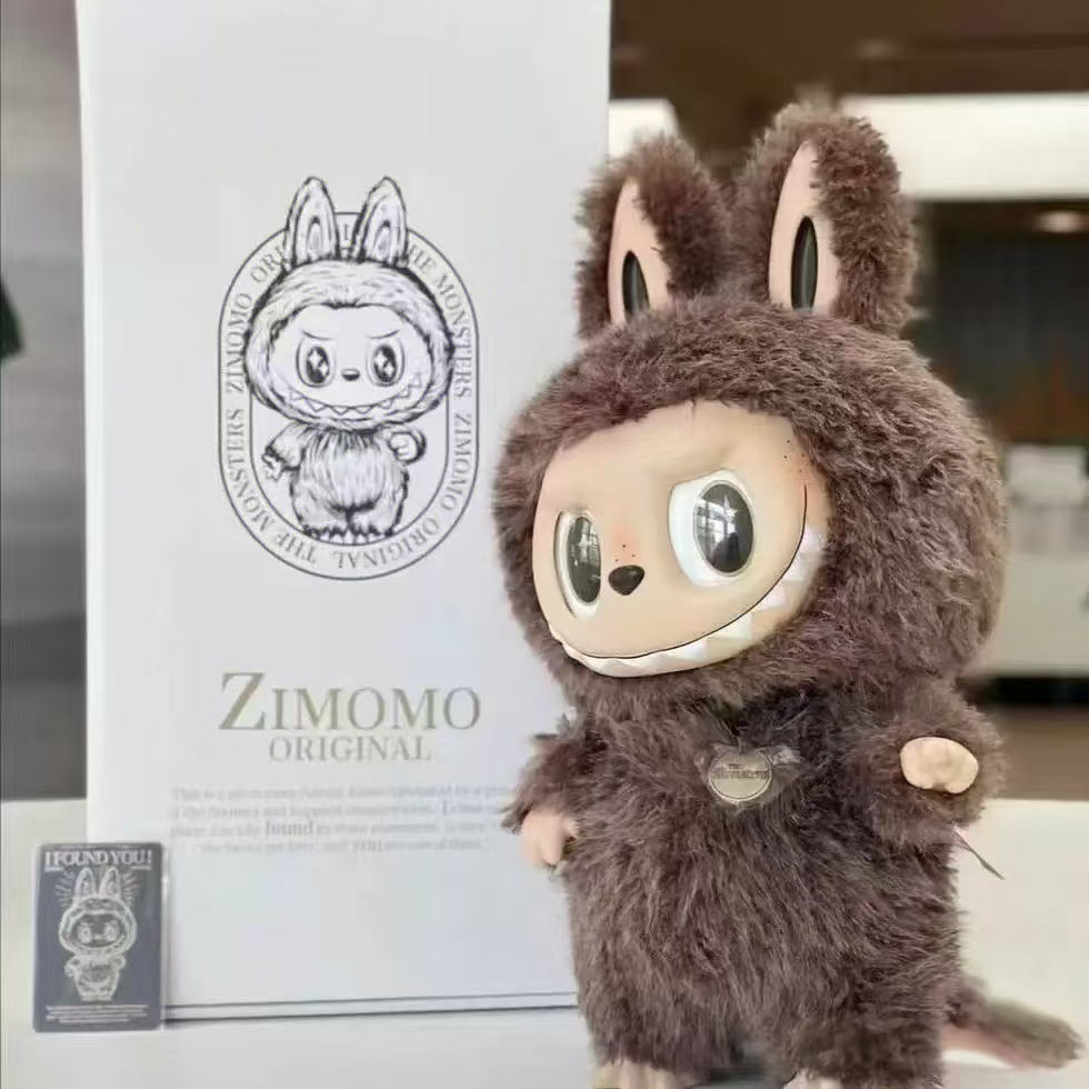 38cm Monster big Labubu rock Zimomo Angel Creative Mokoko Pattern Vinyl Pendant Doll Model Copy Childrens la bubu custom Toy toys