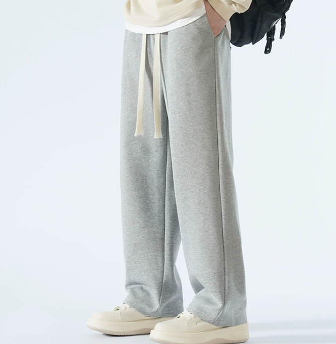Wide Leg Pant Fashion Causal Breathable Men Sweatpant Male Autumn Versatile Elastic High Waist Drawstring Loose Straight Trouser 250806