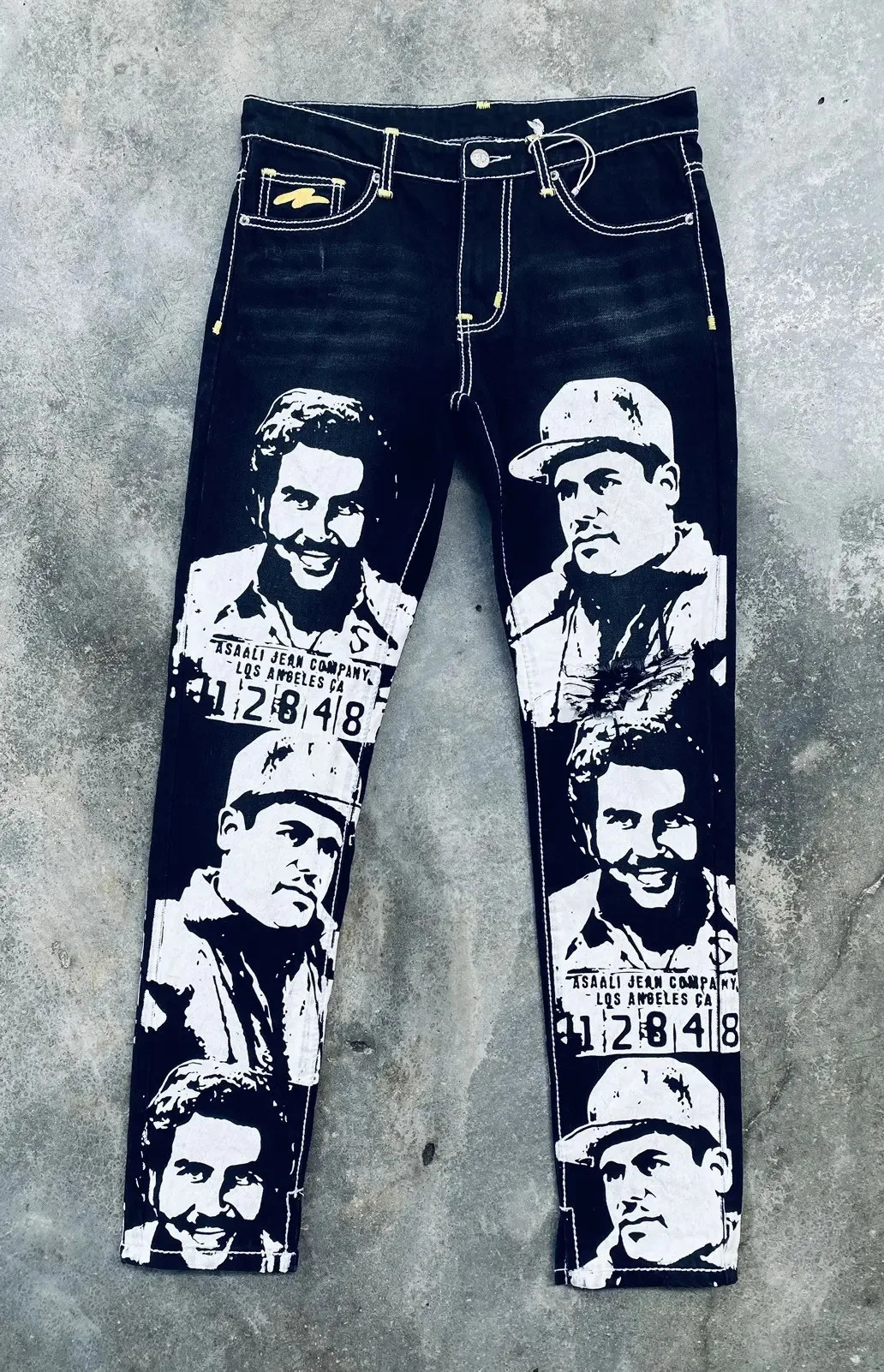 Gothic Fashion Angel Wing Jeans Y2K Clothes Womens Hip Hop Pocket Embroidery Sequin Shiny Jeans High Waist Wide Leg Trousers 250922