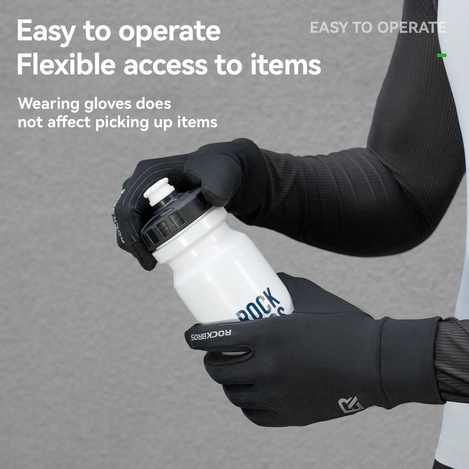 ROCKBROS Cycling Gloves Spring Autumn Bike Gloves Nonslip Long Finger Gloves Fleece Lining Warmer Gloves Windproof Riding Glove J250922