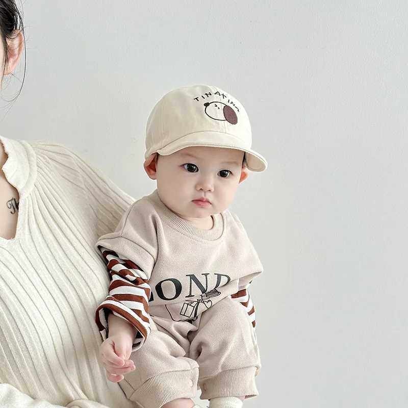 Cute Dog Baby Duck Tongue Hat Solid Cotton Children Peaked Cap 524Month Newborn Sunshade Visors Soft Brim Kids Baseball Caps Z251029