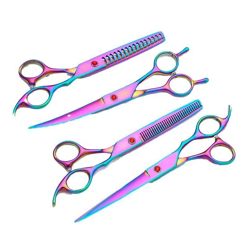 Colorful Pet Tool Set Hair Trimming Haircut Artifact Straight Dental Scissors Professional Grooming Tools high quality Wholesale