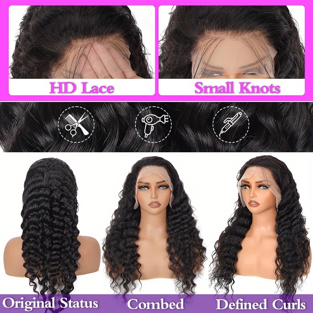 13X4 Bouncy Deep Wave Glueless Bob Wig 200% Density Human Hair Wigs Deep Wave Lace Front Wigs Upgraded