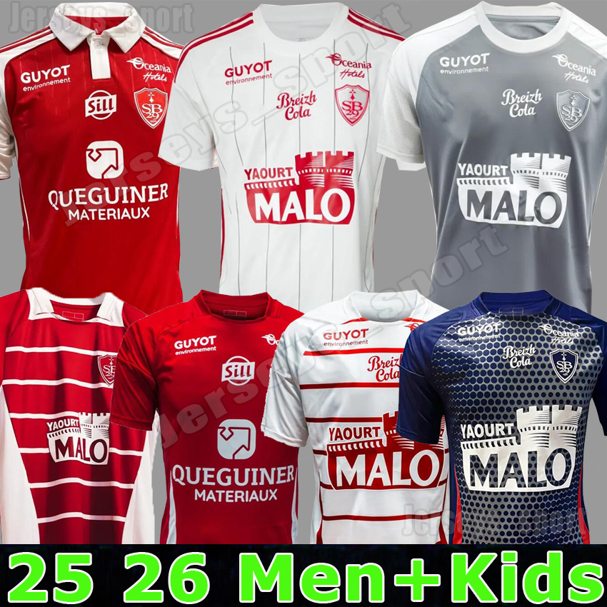 25 26 Stade Brestois 29 Soccer Jerseys 2024 2025 DEL CASTILLO SIMA L AJORQUE BALDE PEREIRA LAGE SALAH CAMARA FAIVRE MAGNETTI Football Shirts Men Uniforms Kids K