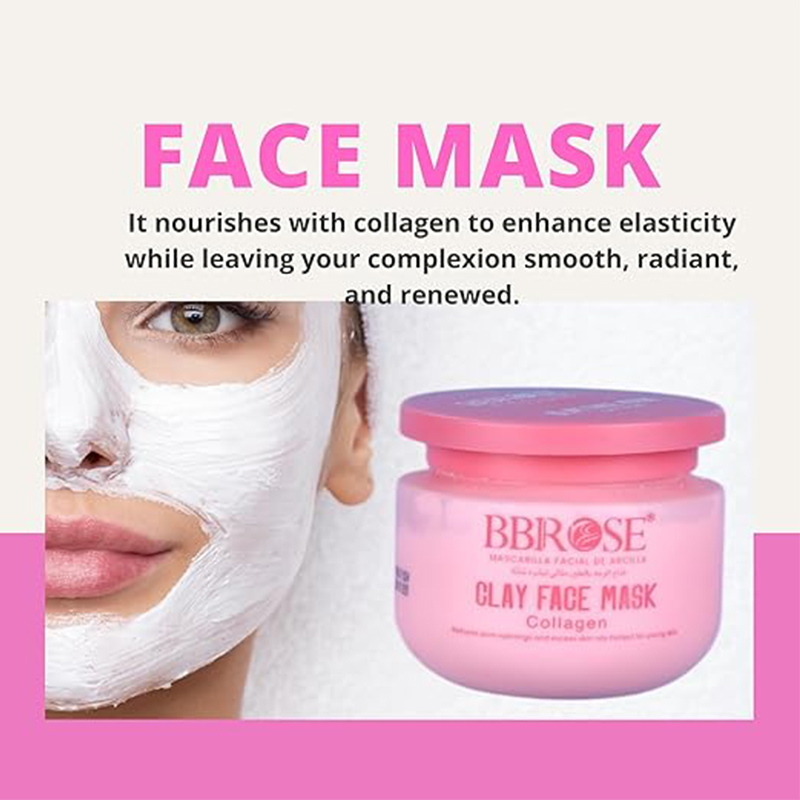 BBROSE Clay Face Mask, Collagen/Vitamin C/Aloe Vera, Deep Cleanse & Purify Skin