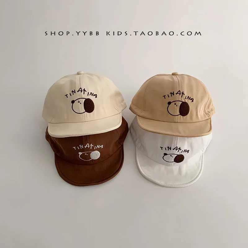 Cute Dog Baby Duck Tongue Hat Solid Cotton Children Peaked Cap 524Month Newborn Sunshade Visors Soft Brim Kids Baseball Caps Z251029