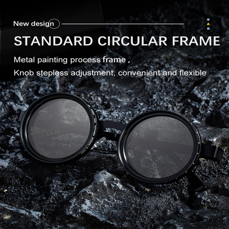 ND9-Speed Manual Adjustable Dimming Round-Frame Sunglasses - High-End Polarized Anti-Glare UV-Protective Sunwear for Men