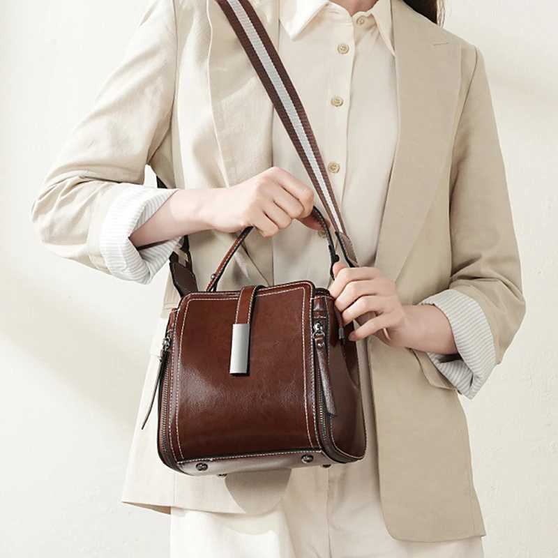 Burminsa Vintage Genuine Leather Bucket Small Shoulder Crossbody Bags For Women 2025 Luxury Designer Top Handle Ladies Handbags J251025