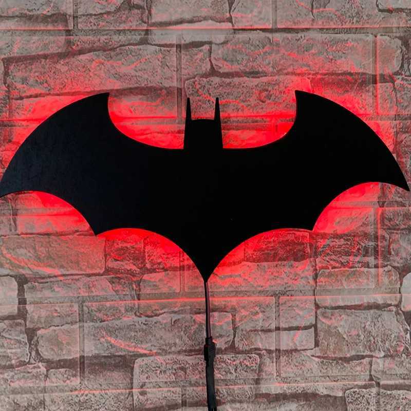 Creative Wooden Bat Wall Lamp LED Bedside Bar Decorative Light Remote Control Bedroom Living Room Porch Night Light C250923