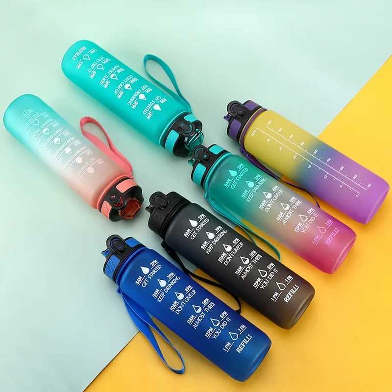 1 Liter Sport Water Bottle Water Bottle Motivational Leakproof Bottles Drinking Outdoor Travel Gym Fitness Jugs For Kitchen Cups J250923