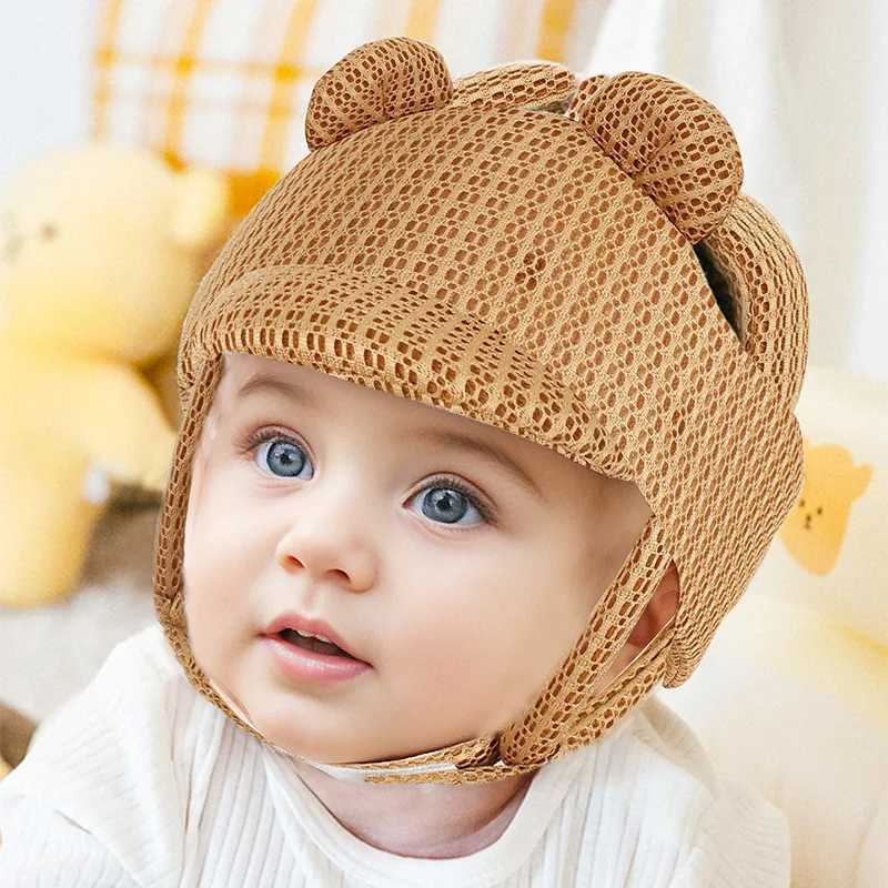 1pcs Cartoon Bear Anti collision Hat Baby Safety Hat Summer 3D Mesh Anti fall Hat Baby Anti fall Hat Learning Walking Hat Breath Z251029