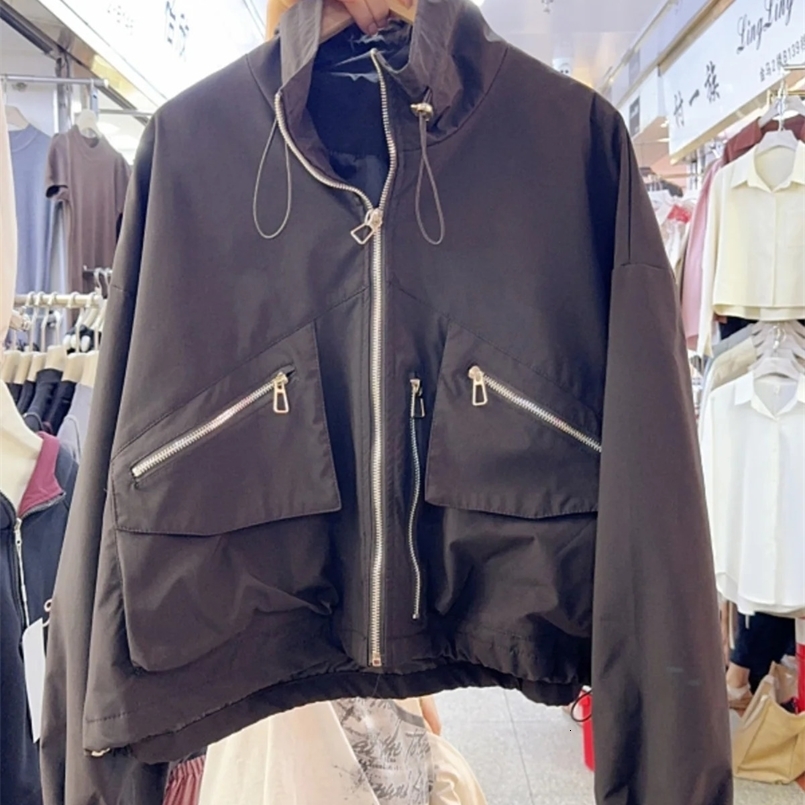 KUSAHIKI Autumn Korean Drawstring Casual Versatile Safari Style Short Baseball Jacket Coat for Women 240827