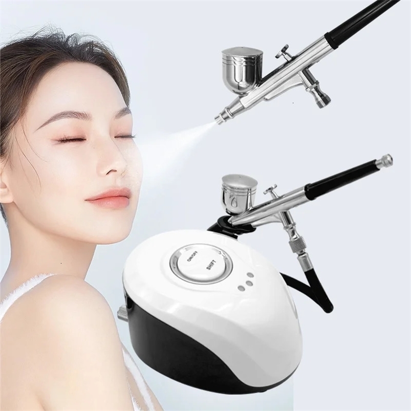 Facial Oxygen Therapy Steam Nail Art Airbrush Paint Nail Nano Sprayer Skin Cleaning Therapy Moisturizing Rejuvenation Compressor 240711