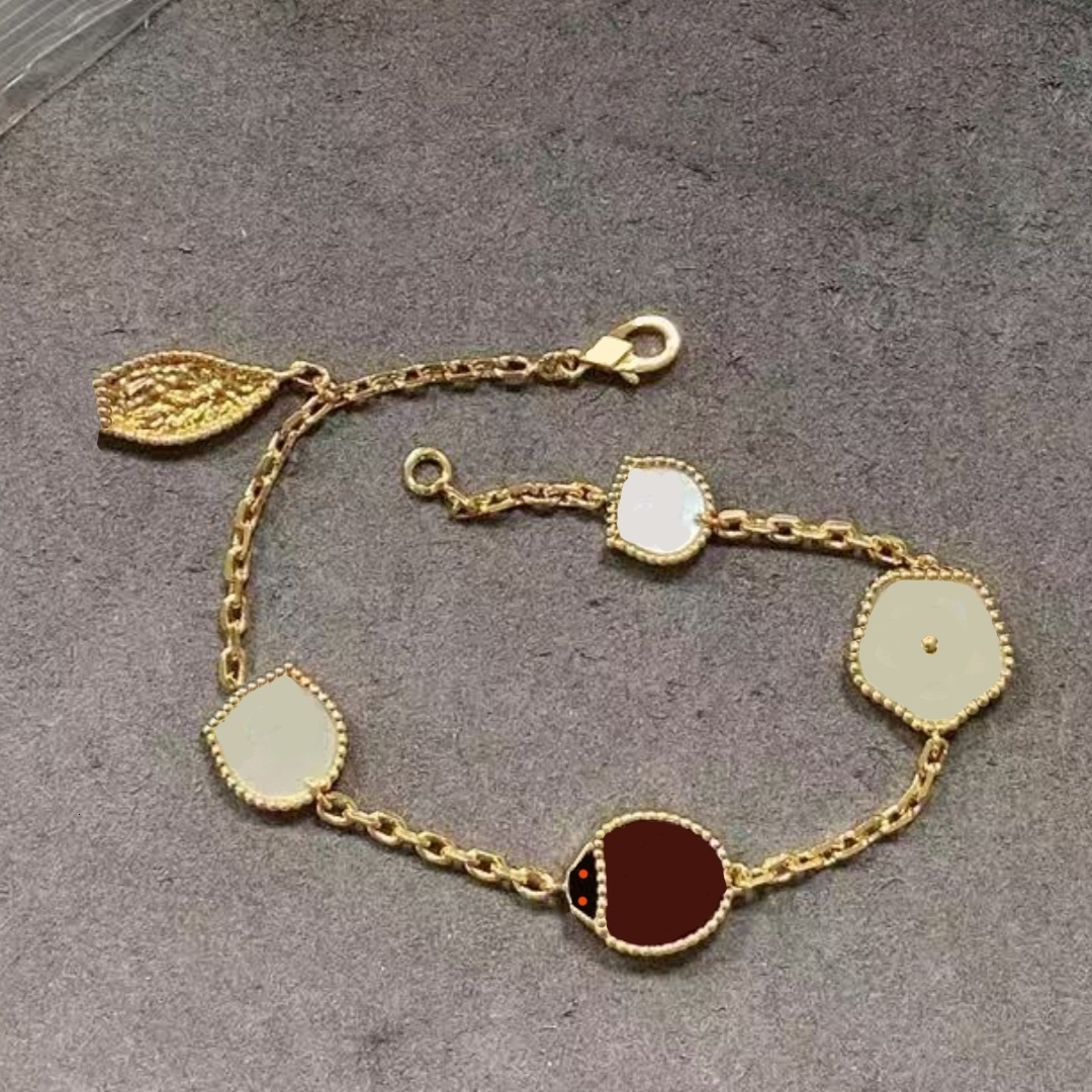 Ladybug charm bracelets pendant necklace stud earring ear clip clover classic fashion designer design bracelet necklaces for women girl valentine day jewelry gift