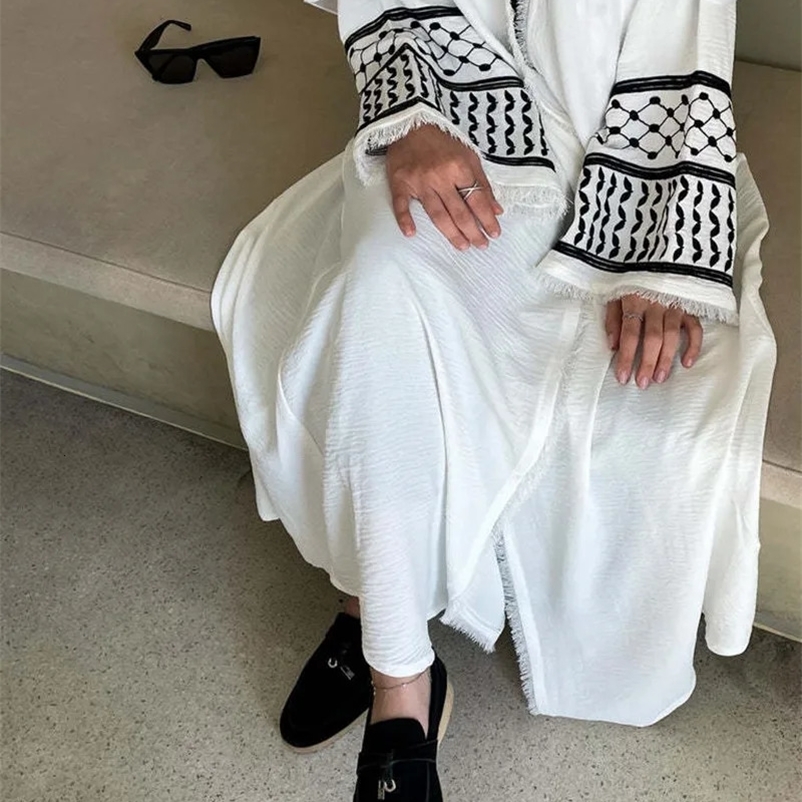 Fashion Embroidery Kimono Oversized Muslim Robe abaya syari female full length Taseel Muslim abaya Worship Service abayas wy1969 240529