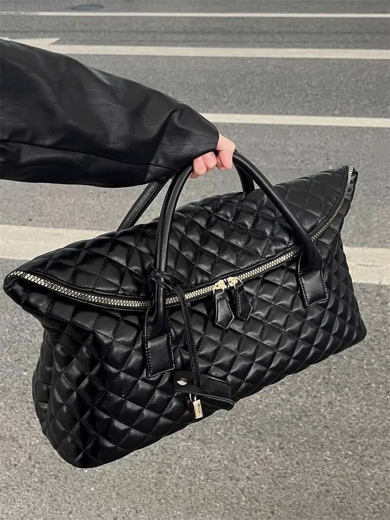 Travel Black Handle Shoulder Bags Purse Women Dia Pattern Shopping Handbag Messenger Ladies Vintage Fiess Tote Bag y2k high-quality