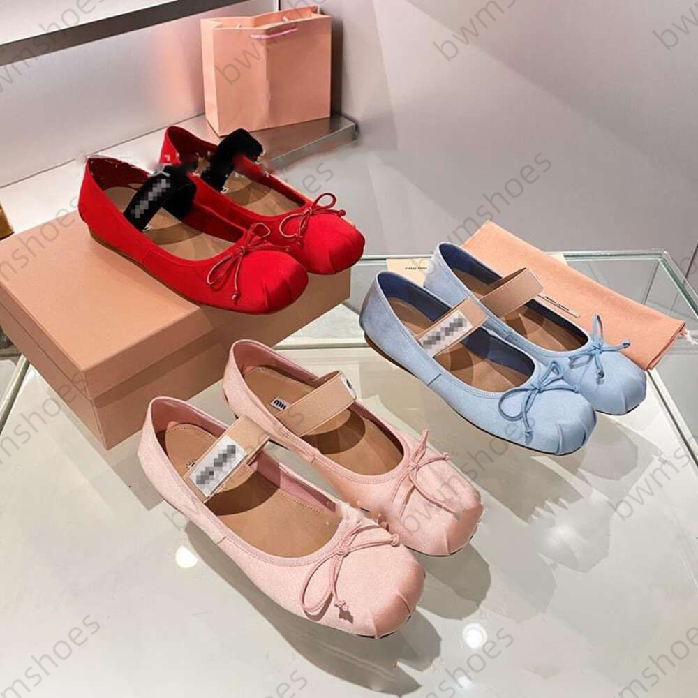 High version MM Mujia sheepskin bow genuine silk ballet single shoes for women 2024 new satin Mary Jane shoes