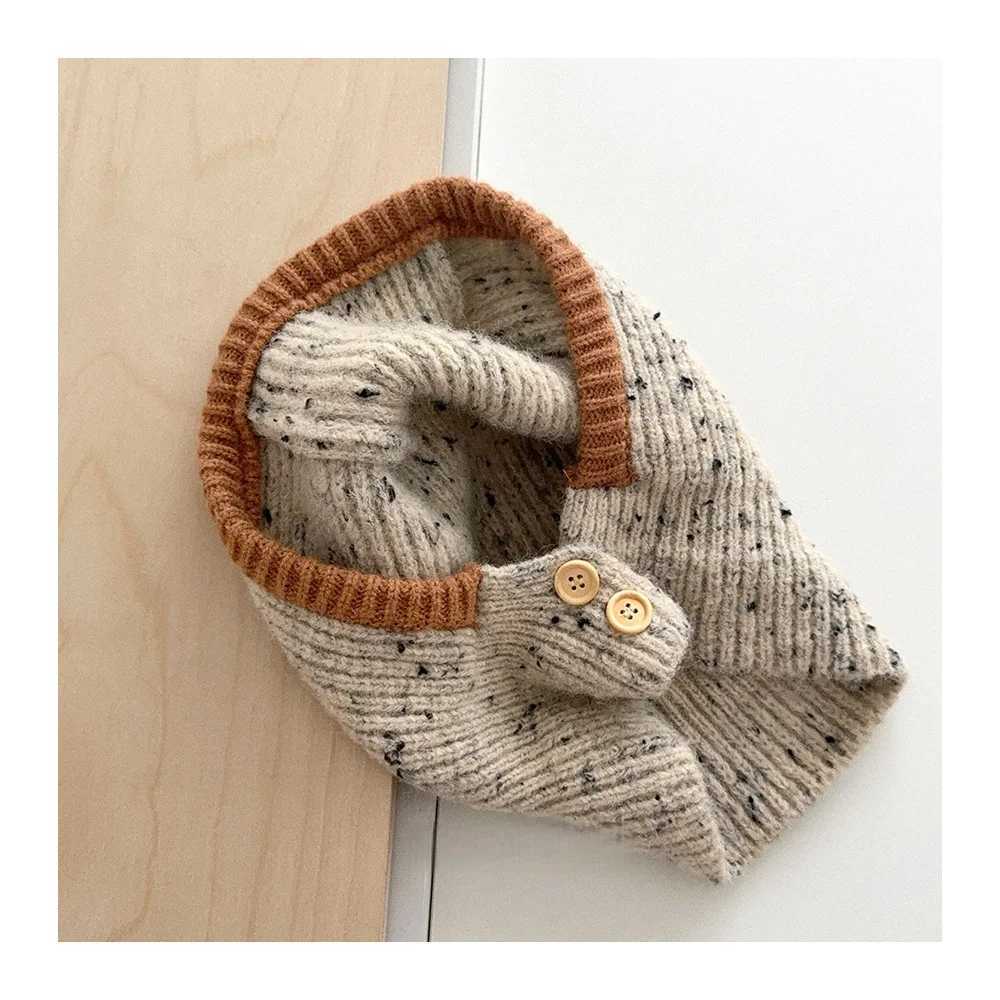 Kids Girls Boys Knitted Balaclava Hat with Neck Warmer Color Block Raf Hat Warm Winter Beanie for Toddlers Childrens Hat Girl Z251029