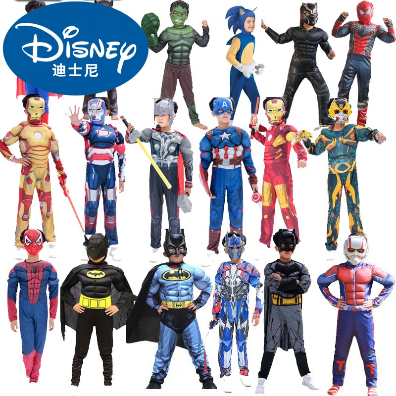 Disney Halloween glowing mask role-playing costume children's muscular Iron Man costume cosplay performance outfit anime dance party clothes boys