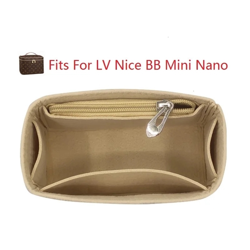 Suitable for NICE Nano Mini BB Felt Insert Bag Organizer Makeup Handbag Organizer Travel Wallet Portable Makeup Bag 240531