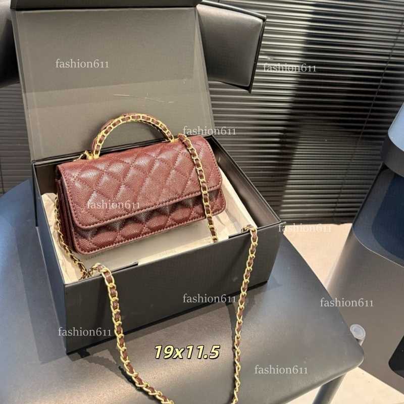 High Quality Designer Shoulder Woc 25B Caviar Handbag Classic Cover Bag Metal Handle Square Flap Bags for Women Genuine Leather 19cm