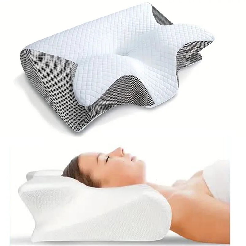 Butterfly Sleep Memory Neck Pillow Slow Rebound Comfortable Memory Foam Sleep Pillow Cervical Orthopedic Neck Massage Bed Pillow 240531