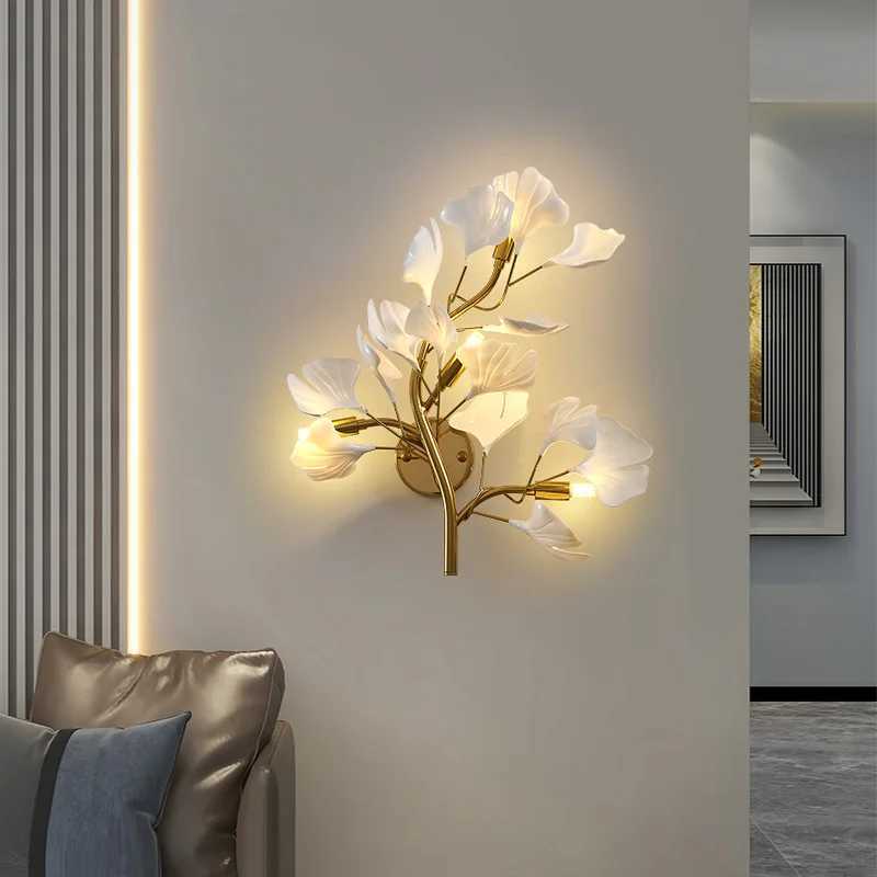 Luxury Acrylic Ginkgo Leaf Wall Lamp Living Room Background Creative Wall Light Foyer Hallway Bedroom Bedside Nordic Light C251124