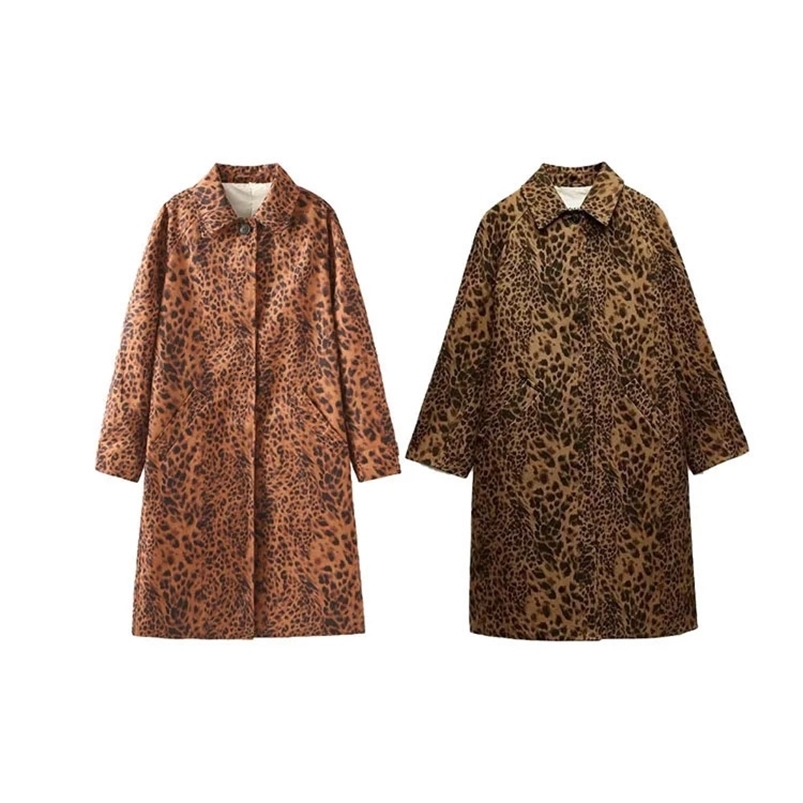 leopard print windproof animal print jacket for casual mid end loose retro autumn women 241021