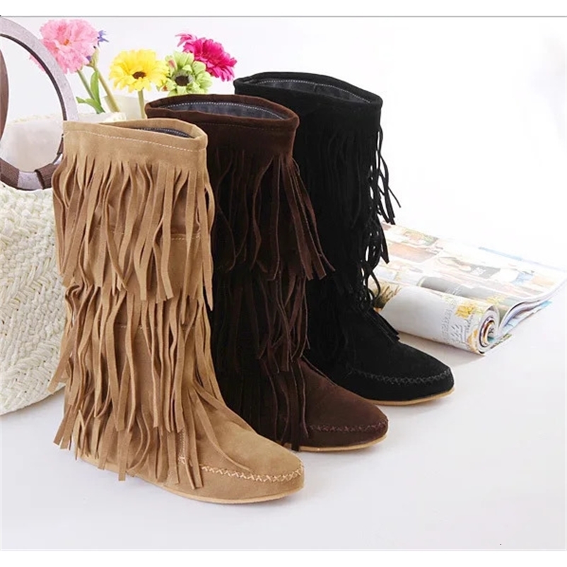Womens Rubber Boots Shoes Flat Heel Round Toe Rain Large Size Elegant Low Mid Calf Ladies Flock PU Lace-Up Slip-On Fringe Rome 250418bj