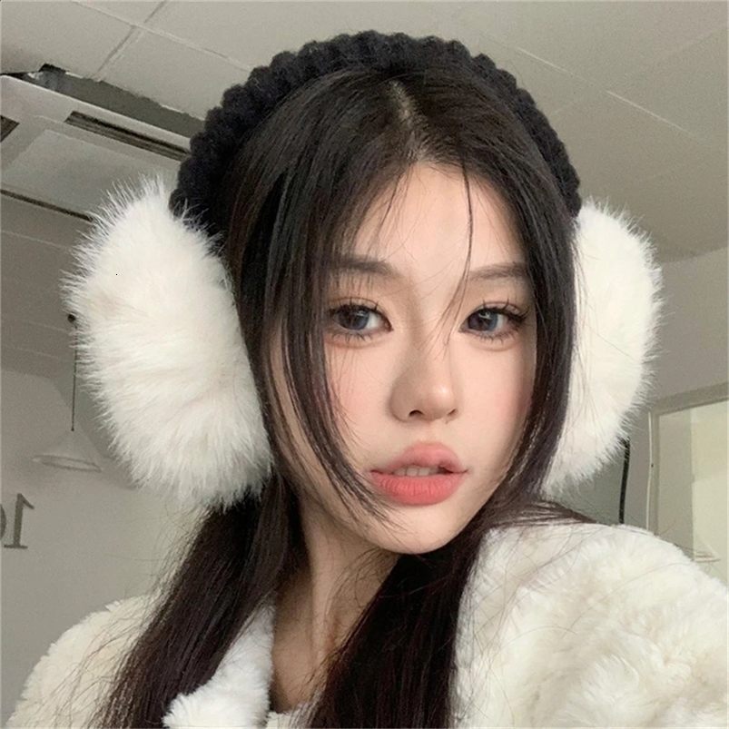 Cute Plush Fur Headphones Women Winter Warm Earmuffs Soft Cashmere Solid Fur Earplugs Fashion Unisex Ear Cover Outdoor Supplies 240724