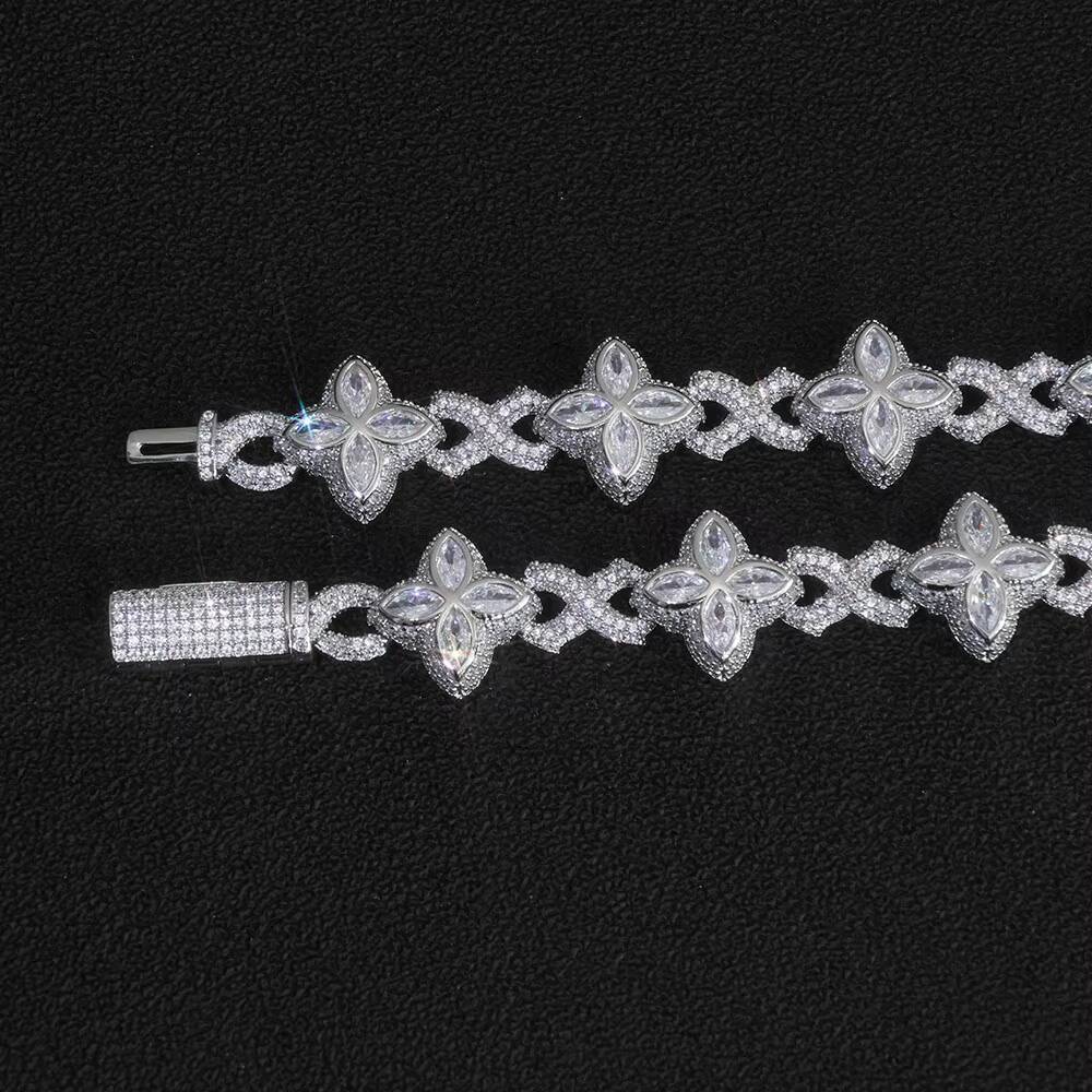 Iced Out Diamond Four Leaf Clover Infinity Miami Cuban Link Chain Necklace Hip Hop Custom Jewelry Gift for Men Women