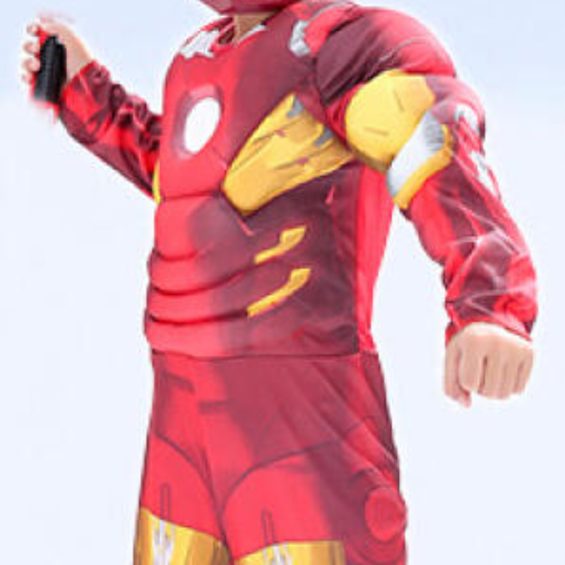 Disney Halloween glowing mask role-playing costume children's muscular Iron Man costume cosplay performance outfit anime dance party clothes boys