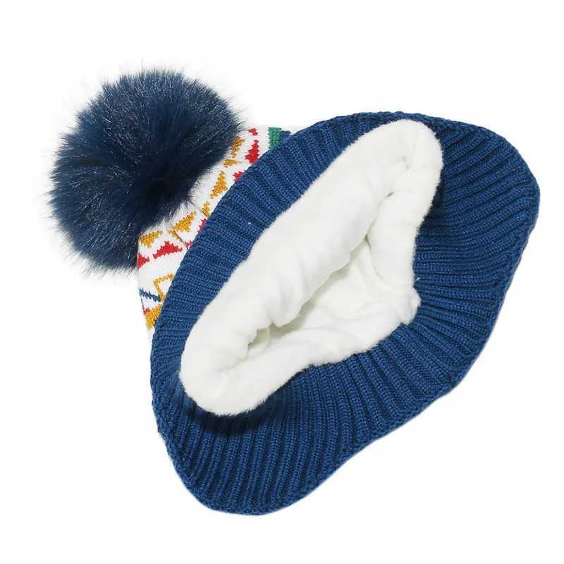 Car Truck Boys Girls Hats Winter Pompom Cartoon Knitted Children Caps Thick Warm Fleece Ear Protection Kids Hats Z251029