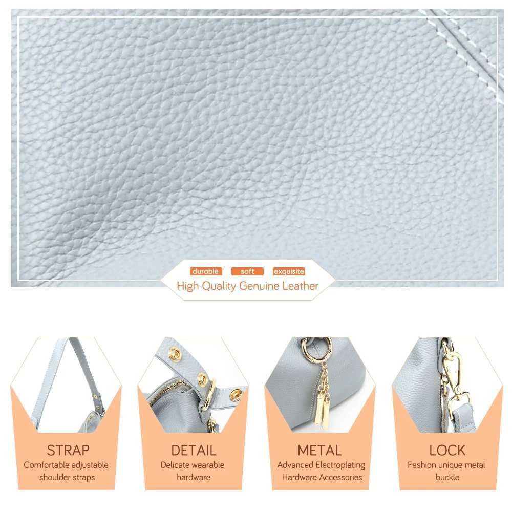 Zency Elegant Blue Women Shoulder Bag 100 Genuine Leather White Hobos Handbag Lady Messenger Purse Charm Lock Decoration Red J251025