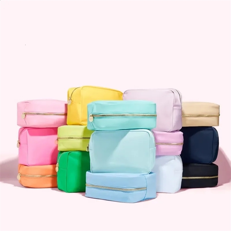 S /M/L/XL 17 Color Nylon Pouch Makeup Cosmetic Bag Zipper Toiletries Organizer Bag For Women Girls Travel Gift Makeup Pouch 241226