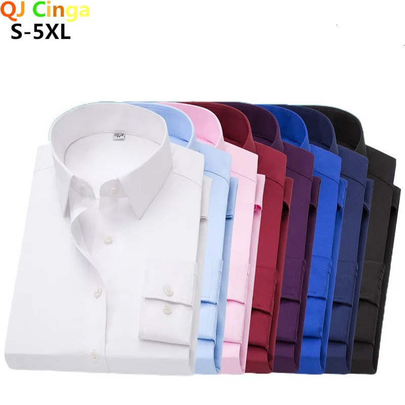 8 Colors Single Breasted Square Collar Long Sleeved Shirt Men Office / Wedding Formal Shirt Fashion Slim Mens Dress Shirts 5XL 250417