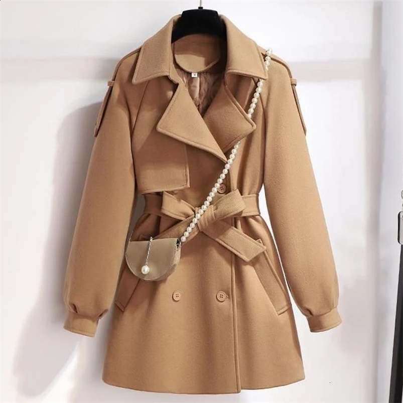 Femme Wool Jacket Women Autumn Winter Coat Female Outerwear Short Windbreaker Long Sleeve Tops Black Overcoats 240822