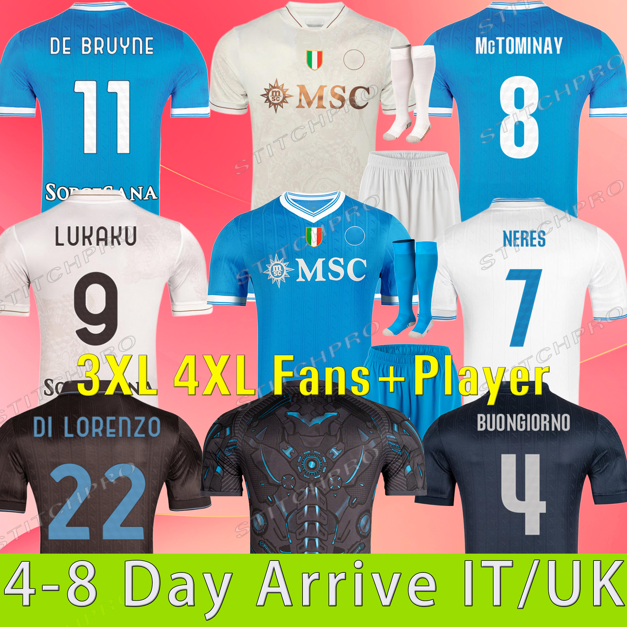 2025 2026 LUKAKU NaPoLi Soccer Jerseys KVARATSKHELIA DI LORENZ0 Maglietta da calciatore 25 26 SSC Naples Player Vest Training Football shirts Kids Kits sets