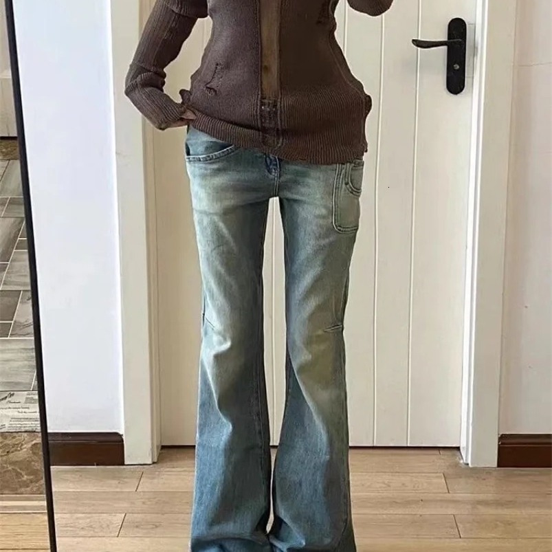 American tie Micro-flared for Women High Strt Straight Japanese Harajuku Style Slim Jeans Y2k Pants Z260313