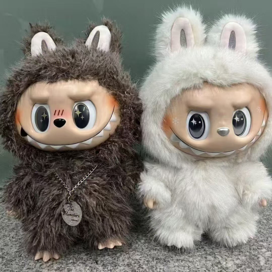 38cm Monster big Labubu rock Zimomo Angel Creative Mokoko Pattern Vinyl Pendant Doll Model Copy Childrens la bubu custom Toy toys