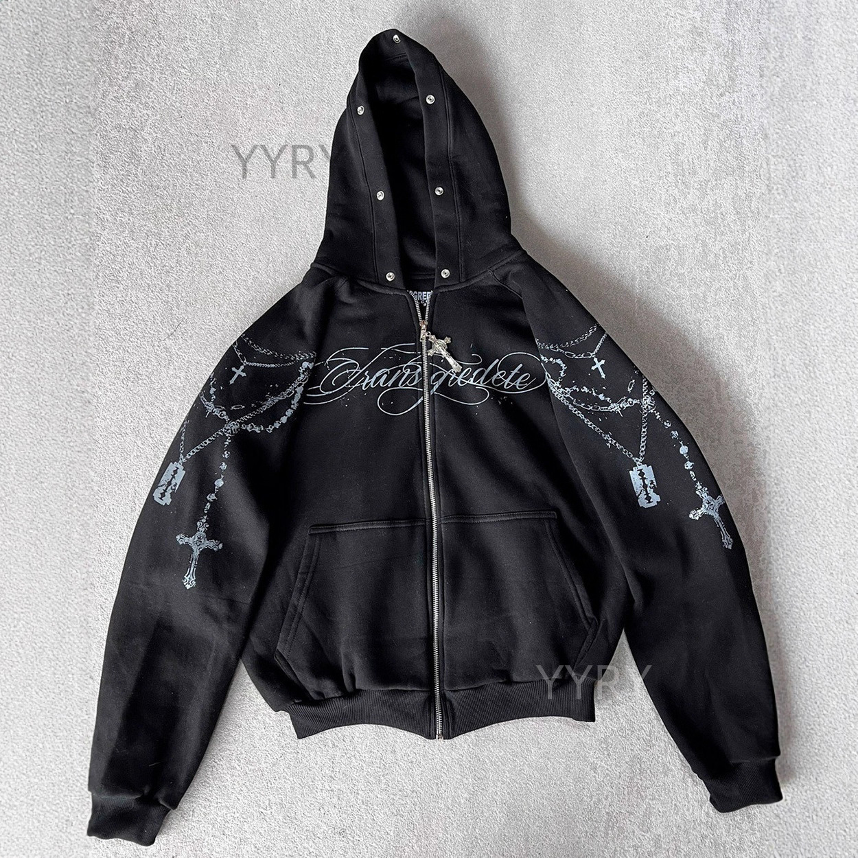Personalized Printed Zipper Detachable Furry Hat Sweatshirt Sweatpants Set Long Sleeve Pullover Hoodie 250827