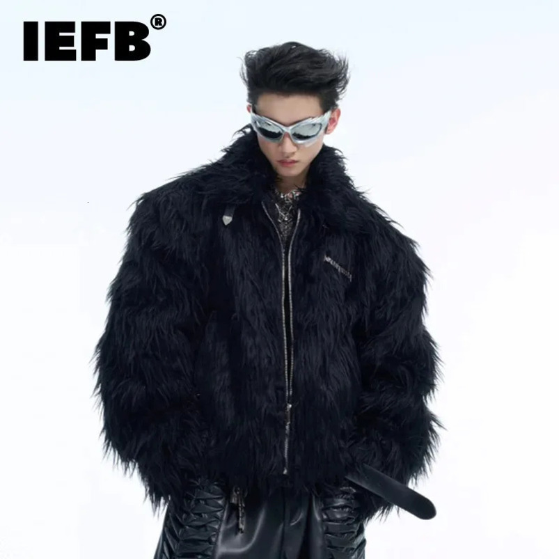 IEFB leather buckle mens short clip Kliki metal n s mink fur thick plush top fashion mens coat 24E5178 241112